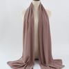 Women's Solid Color Pearl Chiffon Bubble Scarf, Long Silk Headscarf, 70x180cm, Middle Eastern Style