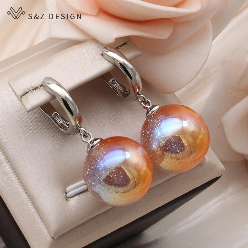 Модные круглые двухцветные бусины серьги-подвески для женщин свадебный темперамент розовое золото цвета ювелирные изделия