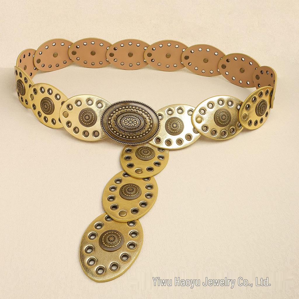 Женский ретро-платье с овальным поясом-люверсами в стиле пустоши