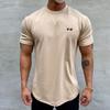 Men Sports T-shirt O Neck Short Sleeve Slim Fit Solid Color Elastic Quick-drying Soft