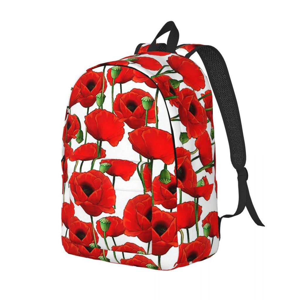 Poppy Pattern Backpack Hot Sale Daypack Large Capacity Children BookBag School Bag Shoulder Bags for Men Women