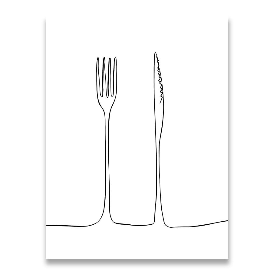 Модульные картины скандинавский стиль принты постеры линия кофе красное вино нож и вилка настенное искусство холст живопись для кухни домашний декор