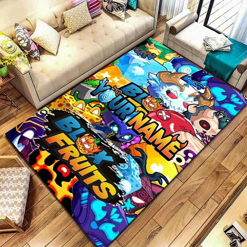 Bloody Fruits Adventure Custom Name Carpet Rug For Living Room Bedroom Home Sofa Decoration Kids Play Nonslip Floor Mat