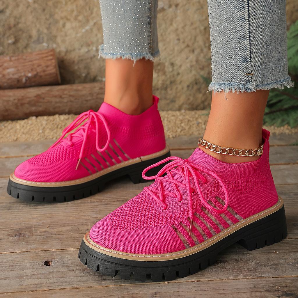 Plus Size Shoes for Women 36-43 Summer Spring 2026 Women Mesh Breathable Comfortable Lace Up Platform Flats Sneakers Women