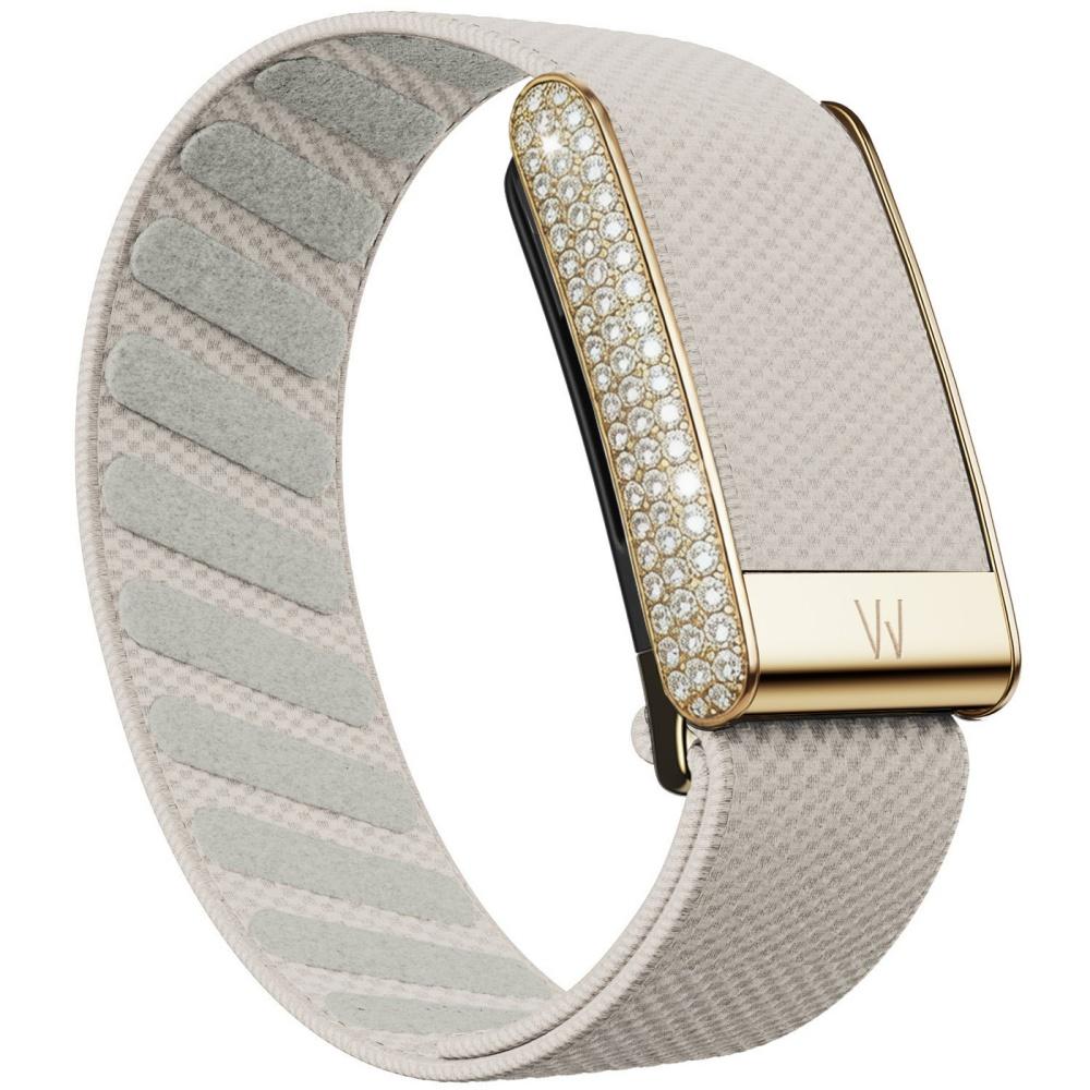 Hot Design Diamond-Embedded Whop5.0 Nylon Woven Elastic Casual Wristband with Full-Diamond Bright Silver Metal U-Frame