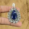 Natural Sodalite Gemstone Pendant Handmade 925 Sterling Silver Indian Jewelry