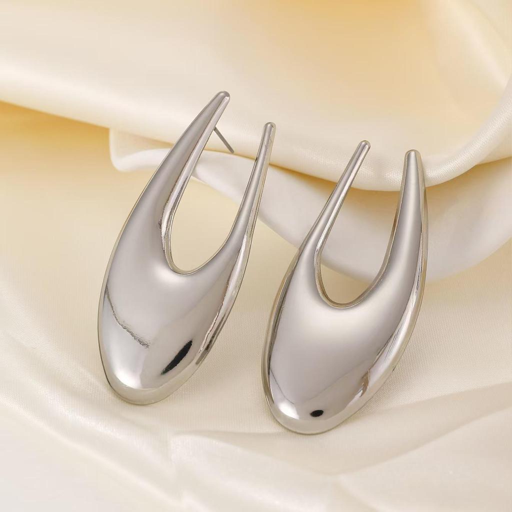 Ретро европейские и американские металлические серьги-гвоздики с холодными каффами для ушей - Простые, гладкие, высококлассная мода.