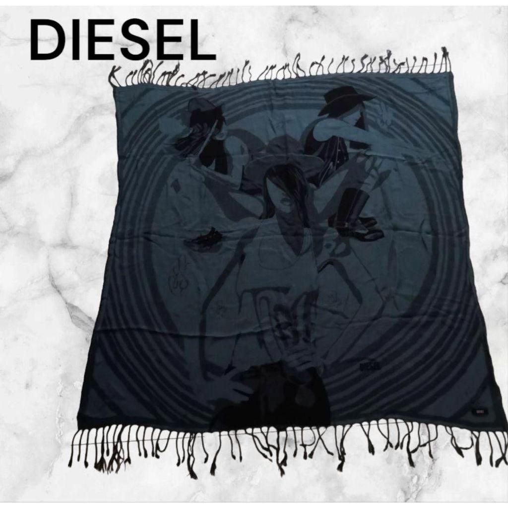 Б/у DIESEL Большая шаль с бахромой и принтом