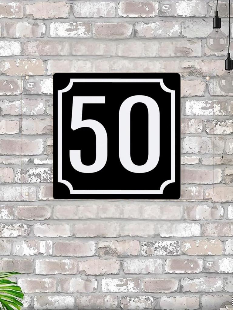 House Number X Classic Black Metal Sign 20x20cm, Modern Door Wall Decor
