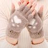 Paw Claw Half Finger Gloves Flip Cover Winter Mittens Knitted Finger Gloves  Children's Handwriting