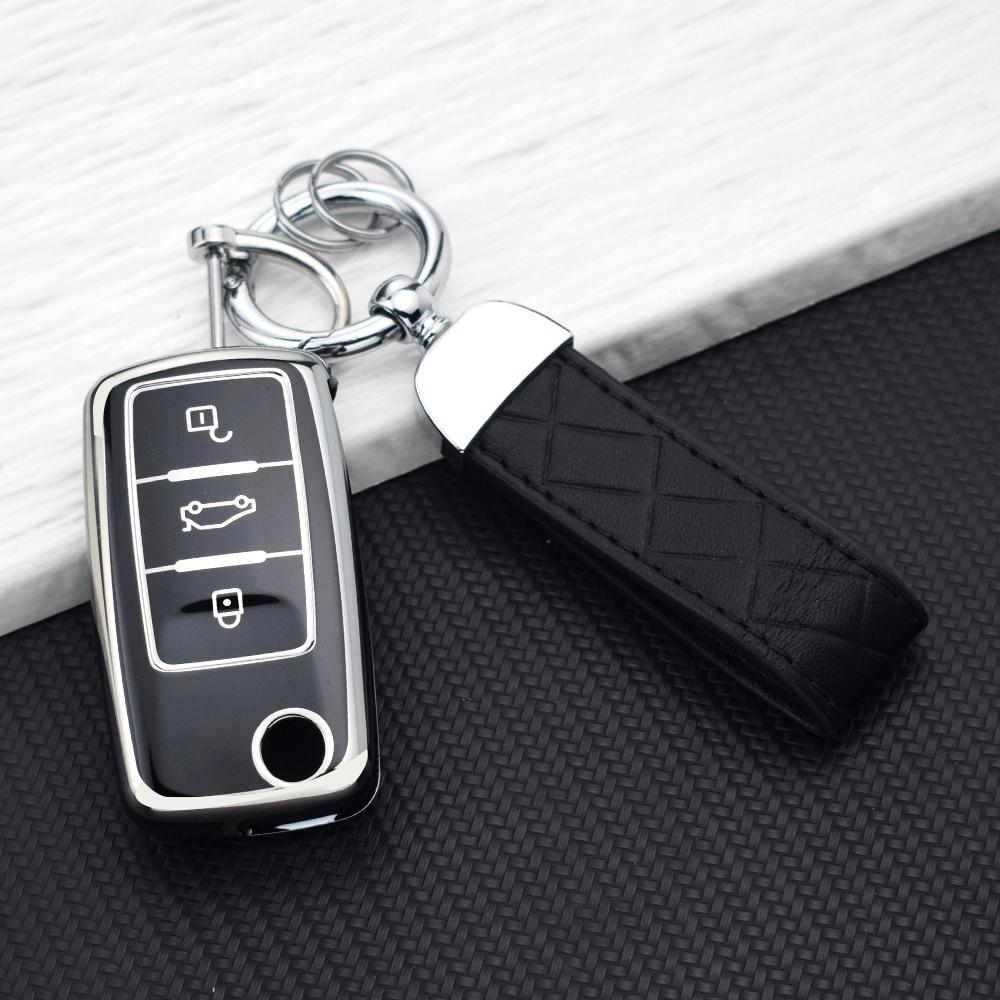 ТПУ чехол для ключа автомобиля для Volkswagen Vw Polo Golf Passat Tiguan Beetle Caddy 2/3 кнопки Чехол для ключа для Skoda Octavia Seat Leon Altea