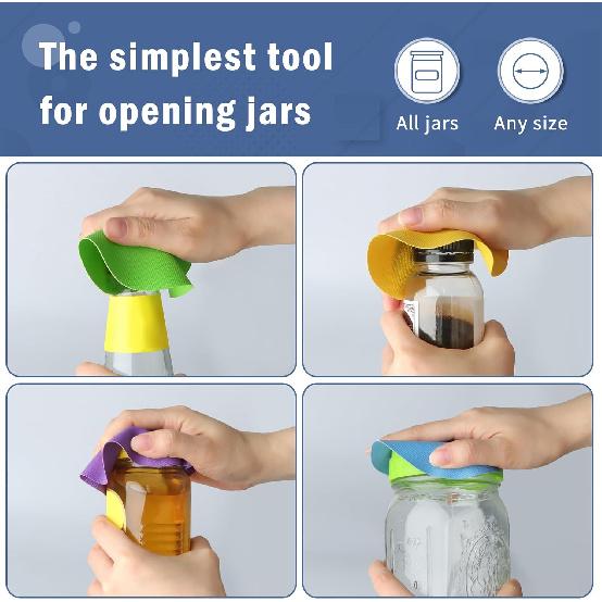 Aixoom Rubber Jar Opener Pads Set of 4, Round Heat-ulated Non-Slip Gripper Pads for Jars, Kitchen Tool for Easy Opening (Circle)