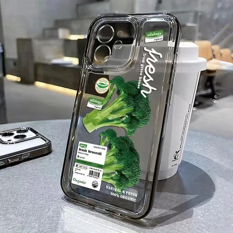 Чехол для телефона с цветной капустой и брокколи iPhone 15 Pro Max 11 12 13 16 14 Plus Силиконовый ударопрочный прозрачный чехол для телефона