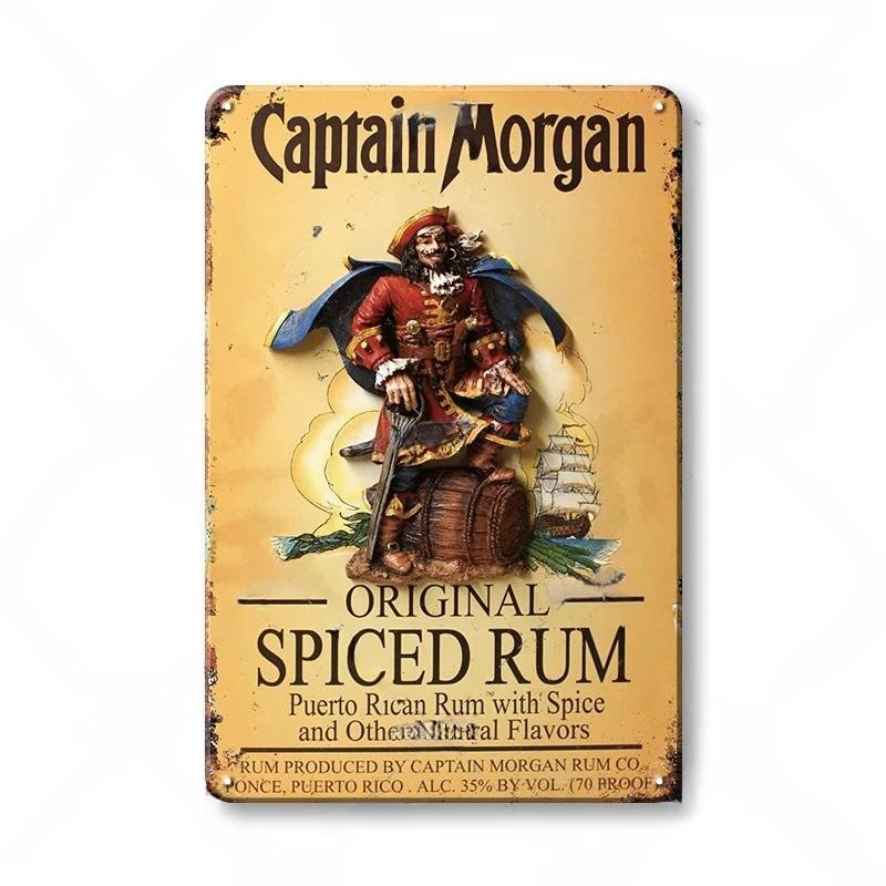 Винтажные жестяные знаки с ромом Captain Morgan, плакаты, настенный декор, ретро-металлический знак, Havana Club, Bacardi, Kraken, табличка, бар, кухня