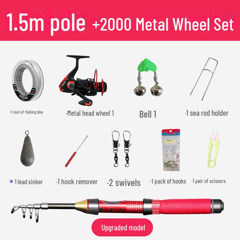 Мини-переносной телескопический набор для морской рыбалки с кастинговым удилищем и приманкой — идеальный вариант для ловли рыбы с высоты птичьего полета.