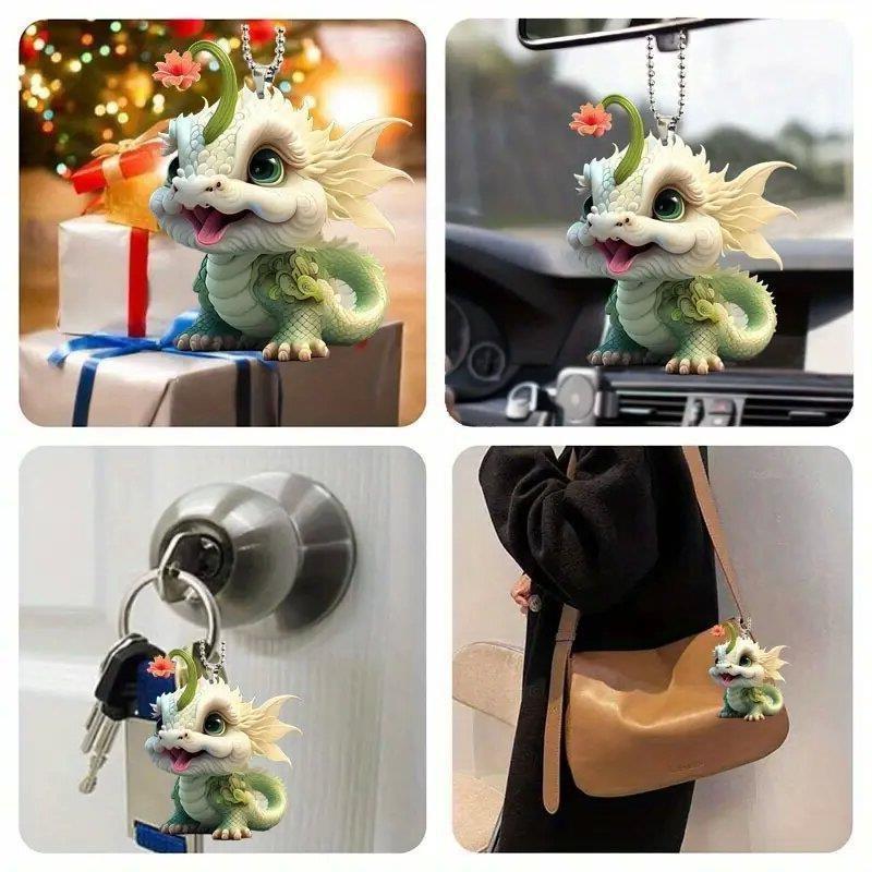 Очаровательный 2D акриловый милый брелок-дракон для украшения автомобиля и аксессуар для рюкзака