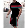 Summer Vocation Men's Tshirt Set 3D Print Solid Color Men Round Neck T-Shirt Shorts Two Piece Set Casual Man Suits Clothing