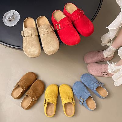 Мода 2025 Весна и Осень Новая Женская Мода Стиль Полушлепанцы на Толстой Подошве и Среднем Каблуке Повседневная Обувь для Верхней Одежды