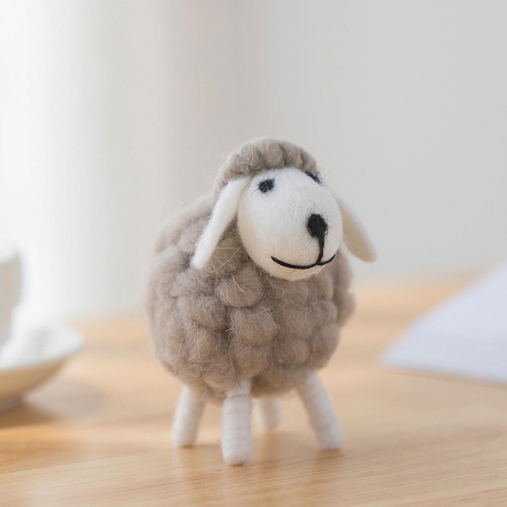 Wool Holiday Christmas Felt Sheep Figurines Party Supplies Statue Miniature Home Decoration