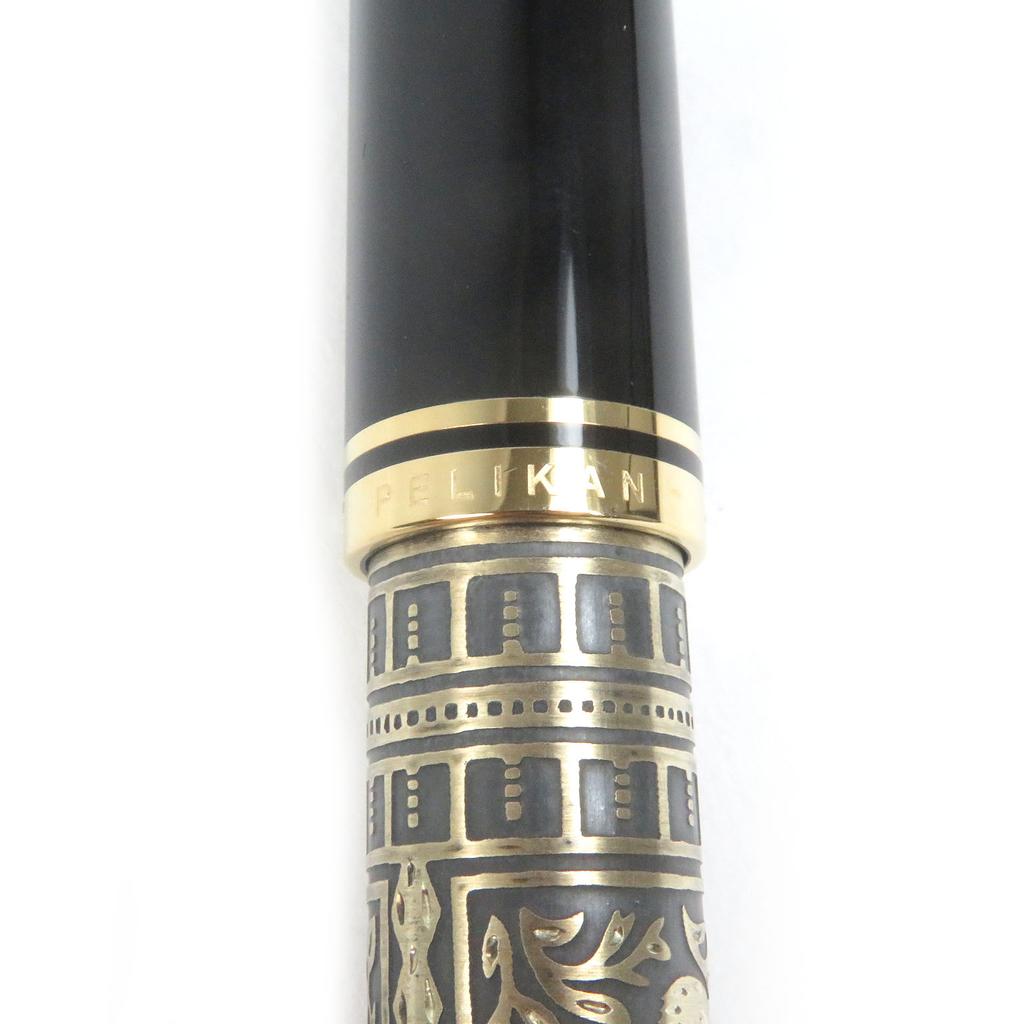 Отличная перьевая ручка PERIKAN Souvern Big Toledo Колпачковый тип Черное золото 18K Б/у