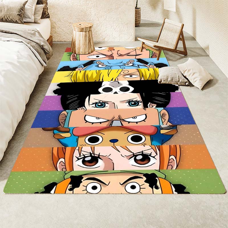 One Piece Luffy & Crew Pattern Printed Rug, Anime Style Home Decor, Anti-slip & Stain-resistant Carpet for Bedroom & Living Room