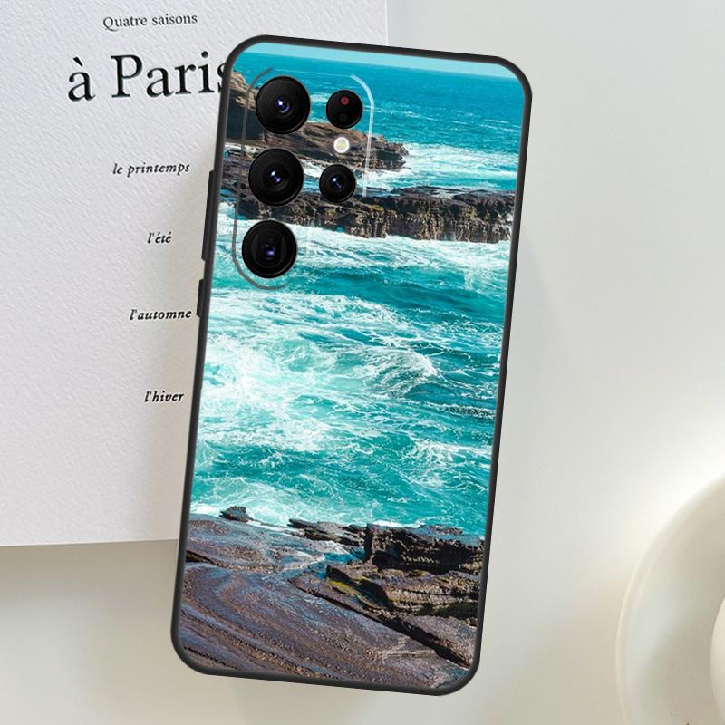Blue Ocean Waves Sea Case For Samsung Galaxy S26 Ultra S24 S23 S22 S21 S25 Ultra S10 S20 Plus S25 FE Phone Cover