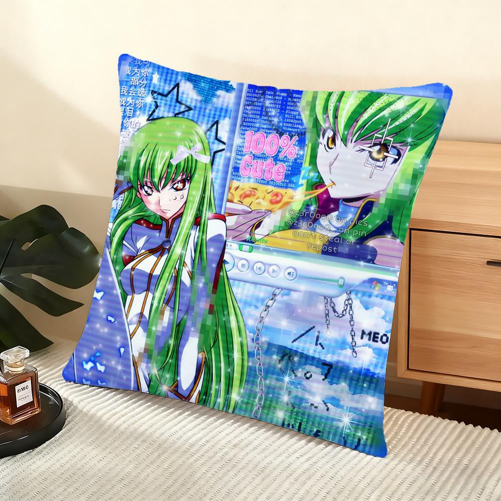 Anime CcODE GEASS Cushion Cover Soft Short Plush Pillow Cover Smooth Cozy Texture Aesthetic Cushion Case Home Decor