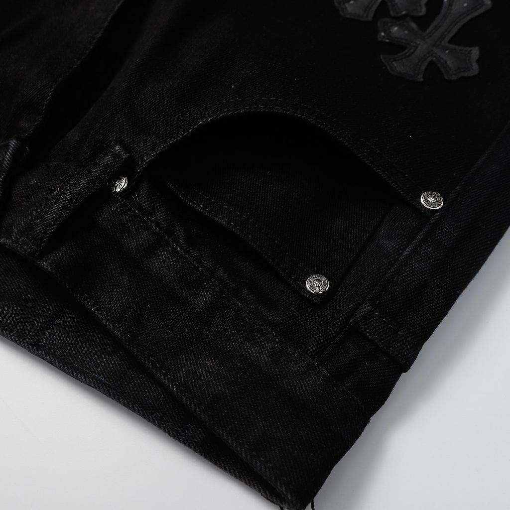 9930 CHROME HEARTS Мужские и женские модные джинсы в американском стиле с тканевыми нашивками, повседневные и модные брюки в стиле хай-стрит