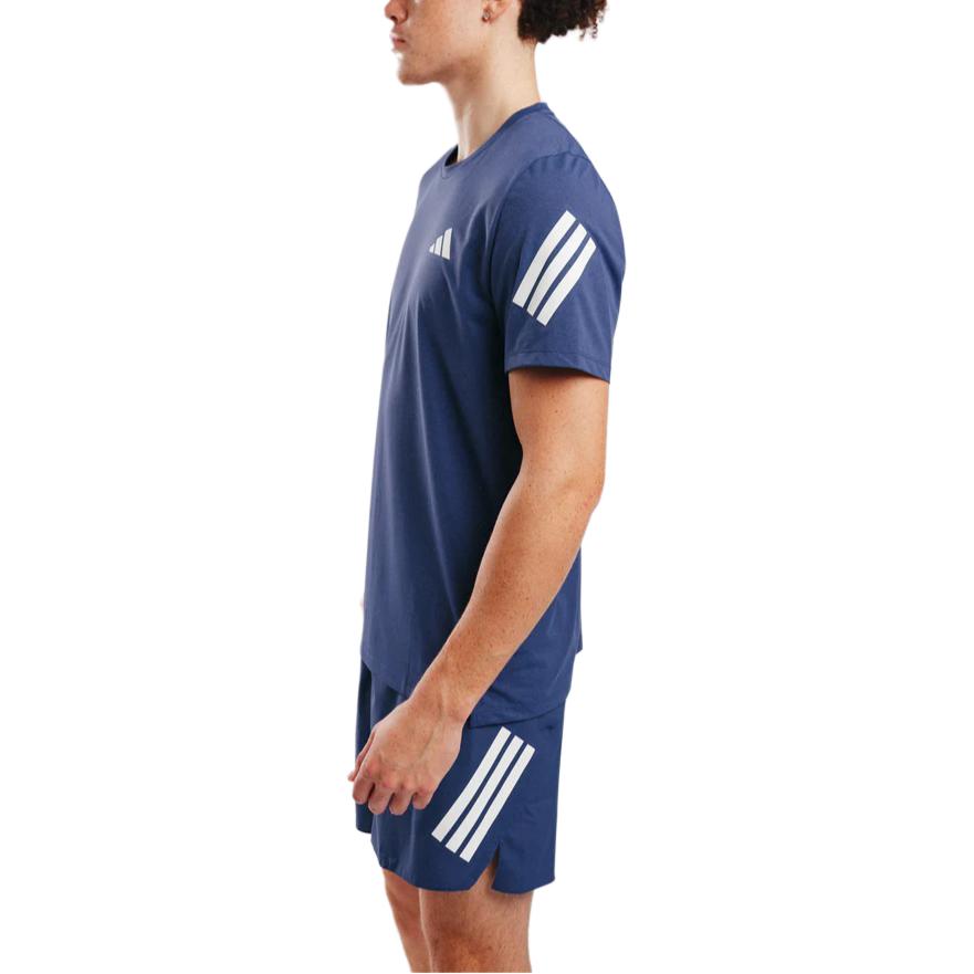 adidas Climacool ADI365 Полосатая футболка с круглым вырезом, коротким рукавом, прямой крой, для бега, мужские топы JZ7692