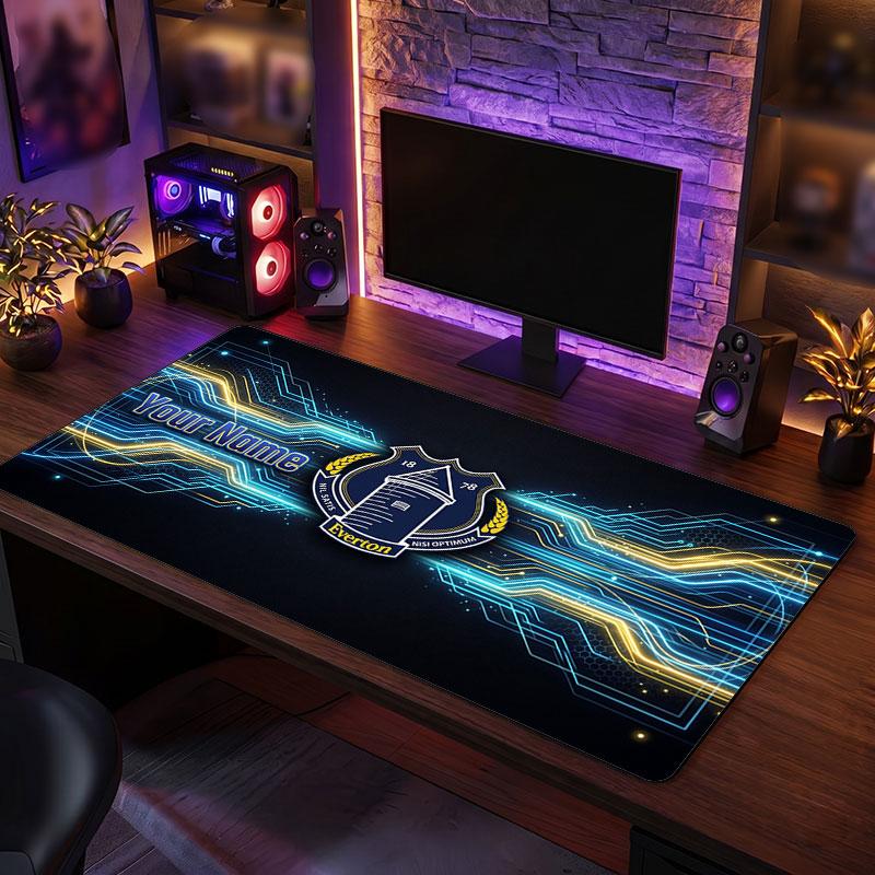 Everton FC Custom Large Mouse Pad, Personalized Name Text Print, Football Logo Non‑Slip Desk Mat Gaming Gift