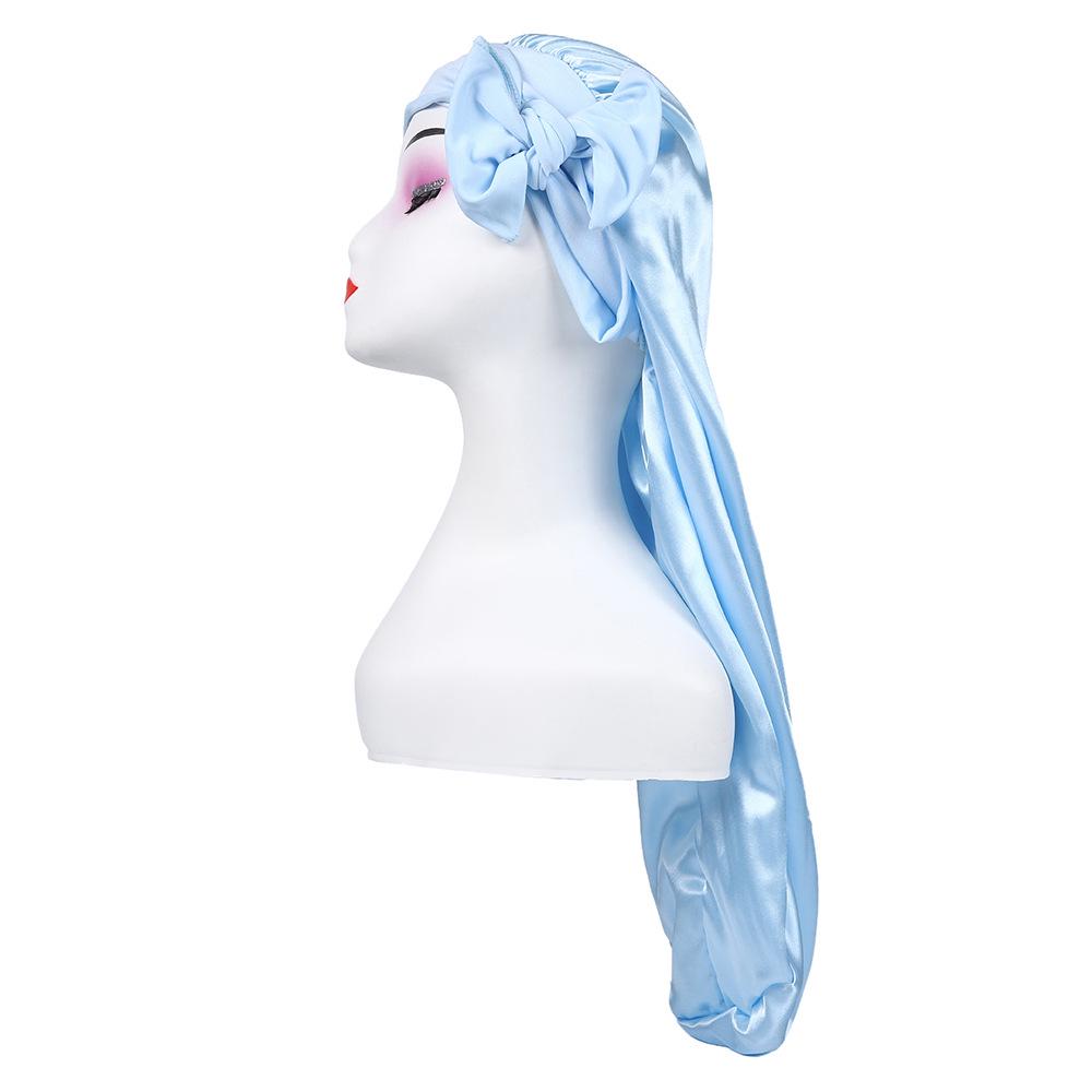 Длинный шелковый атласный платок-боннет для женщин - Защита волос с завязкой-бантом