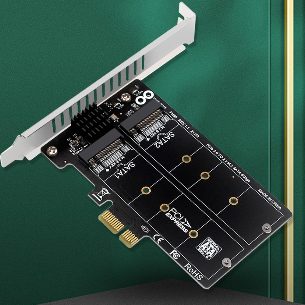 M.2 SATA To PCIE Dual-Disk Array Card Double Disc M2 SATA Extended Card RAID Adapter Board Support M.2 SSD 2230/42/60/80