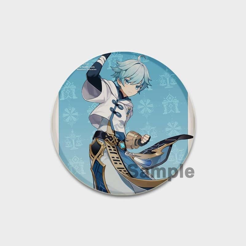 58 мм аниме Genshin Impact значки Yae Miko Xiao Zhongli, эмалированные булавки, мультяшная пуговица, брошь, украшение на грудь для рюкзаков, подарки для фанатов