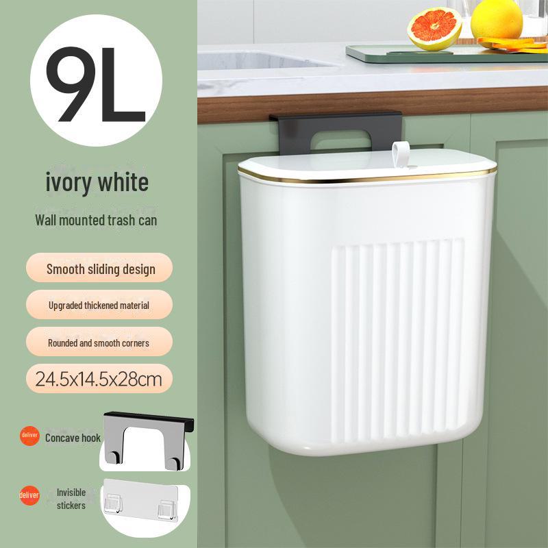 Wall-Mounted Kitchen Waste Bin with Lid - Versatile Trash Basket for Kitchen or Bathroom.