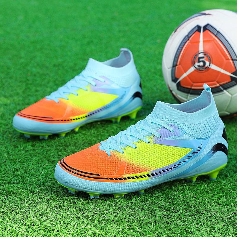 2024 New Football Shoes High-top Tf Broken Nails Artificial Turf AG Nails Leather Feet Training Shoes for Men and Women