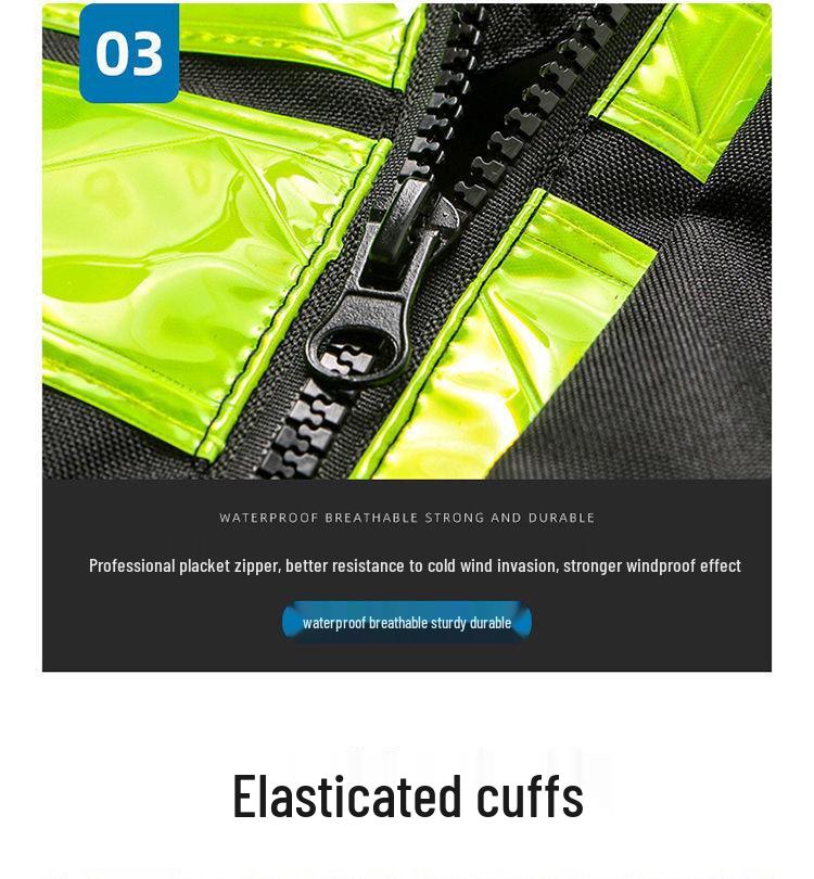 Светоотражающее водонепроницаемое зимнее пальто с толстой внутренней подкладкой для несения службы на дорогах и защиты от холода
