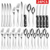 24 Piece Tableware Set for Home Creative Hotels Western Cuisine Steak Knives Forks Spoons 24 Piece Set