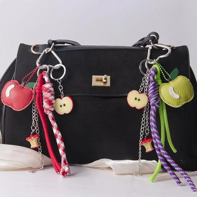 1 шт. Кожаный кулон-подвеска в виде яблока для рюкзака, DIY-украшение, креативная плетеная веревка, брелок-фрукт, аксессуары для сумки