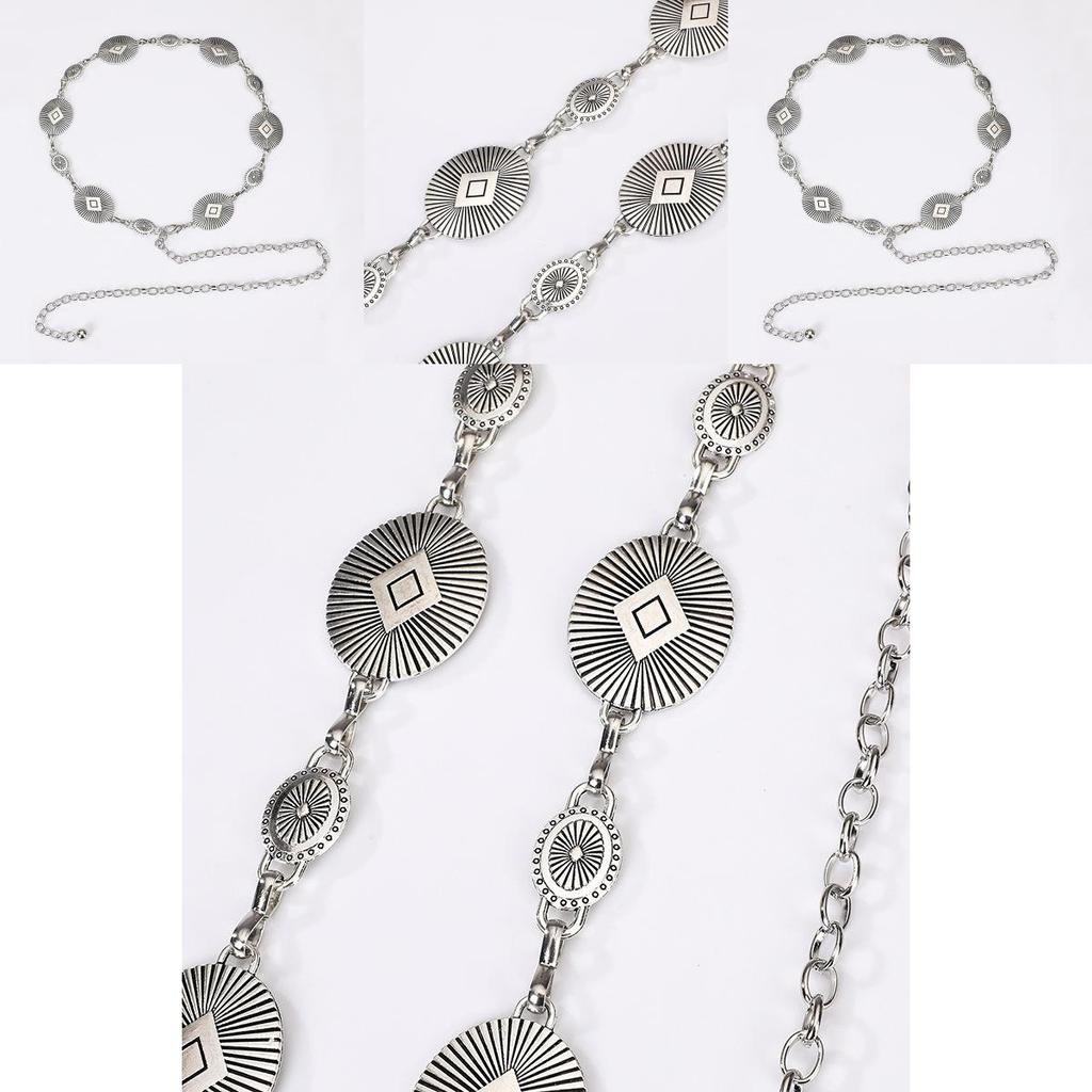 Womens Metal Waist Chain With Artistic Engraving For Multiseason Casual Wear