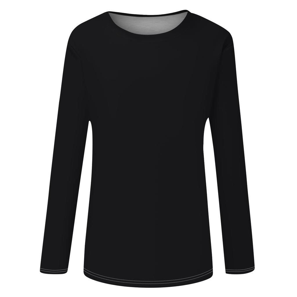 Womens Long Sleeve Round Neck Shirts Basic Tee Casual Top Fall Trendy Tunic Outfits Fitted T Shirts
