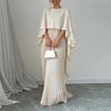 Women's Spring Summer Fashion Loose Bat Sleeve Curling Irregular Elegant Seven Inch Sleeve Long Dress