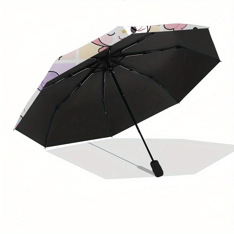 Kawaii, Cute Illustrations Automatic Open/Close Umbrella-Cute Umbrella with Cute Design, Portable 3-Fold Compact Umbrella for Men & Women, H