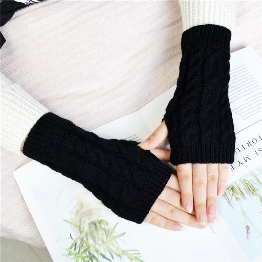 Solid Color Knitting Gloves Thicken Fingerless Glove Comfortable Women Gloves Women