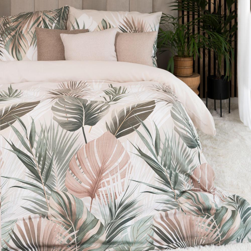 LUSH bedding set 220x200 cm - cotton sateen, tropical leaf pattern