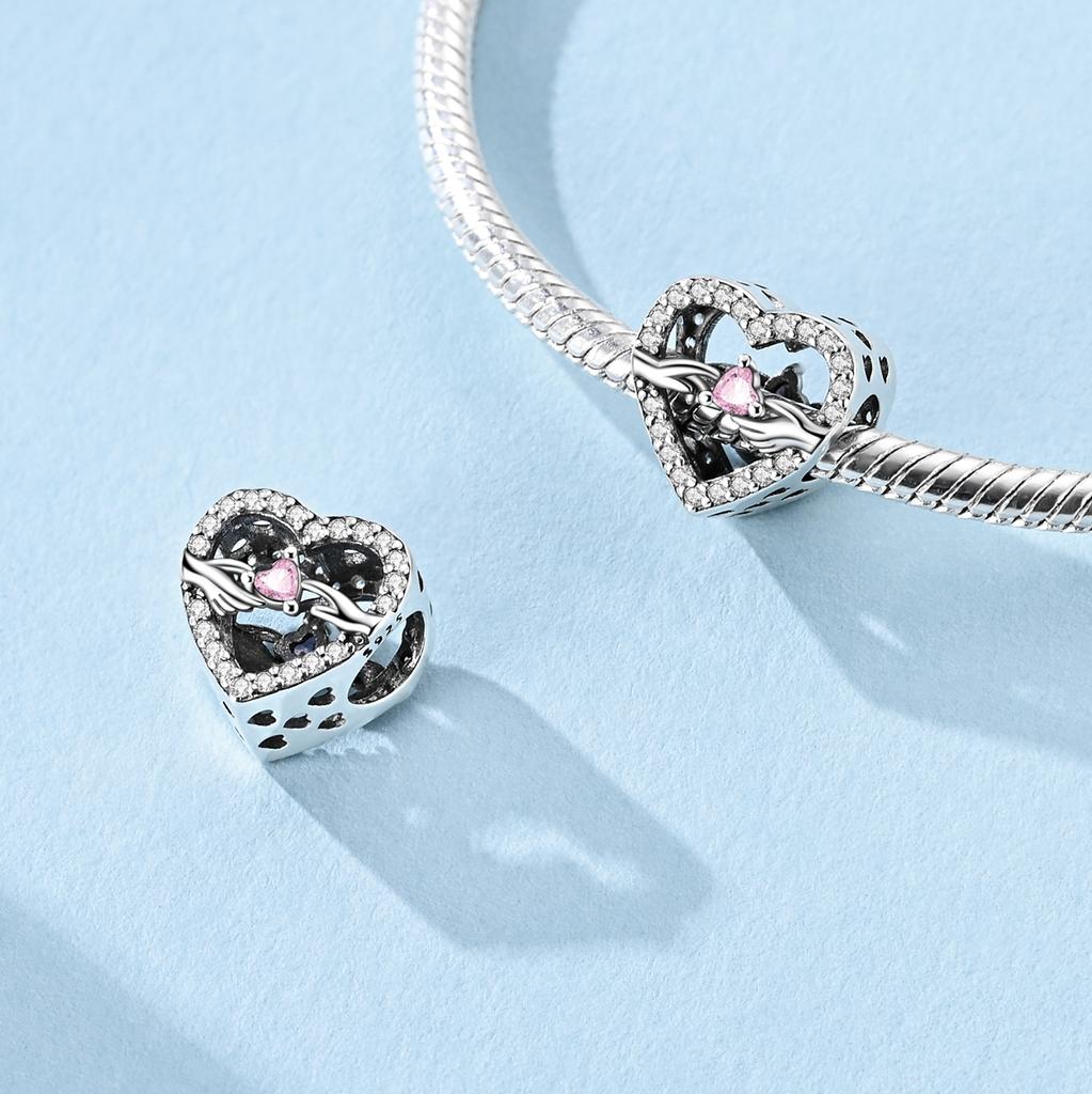 Настоящие 100% серебряные шармы-бусины Любовь Семья Шарм в виде обручального кольца Подходят для оригинального браслета-бэнгла Подвеска DIY Изготовление ювелирных изделий