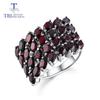 Big Silver Ring Natural Gemstone Black Garnet Rings 925 Sterling Silver Fine Jewelry for Woman Anniversary & Birthday Nice Gift