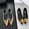 French Metal Square Buckle Lady Small Single Shoes 2025 Spring and Autumn New Versatile Retro Thick Heel Pointed Soft Leather Flats