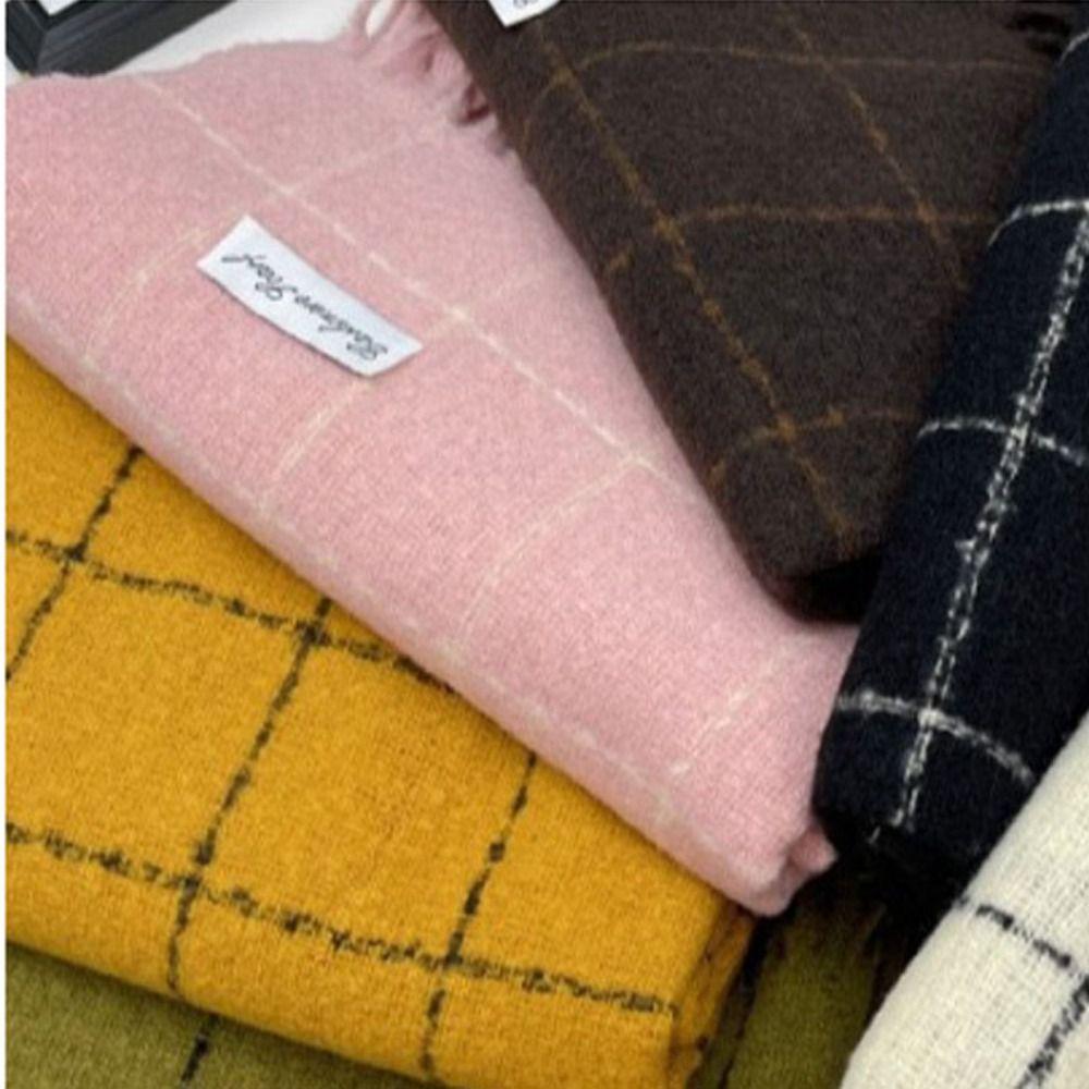 Solid Color Winter Cashmere Scarves Cashmere Shawl Cape Wraps Retro Plaid Wool Scarf Student