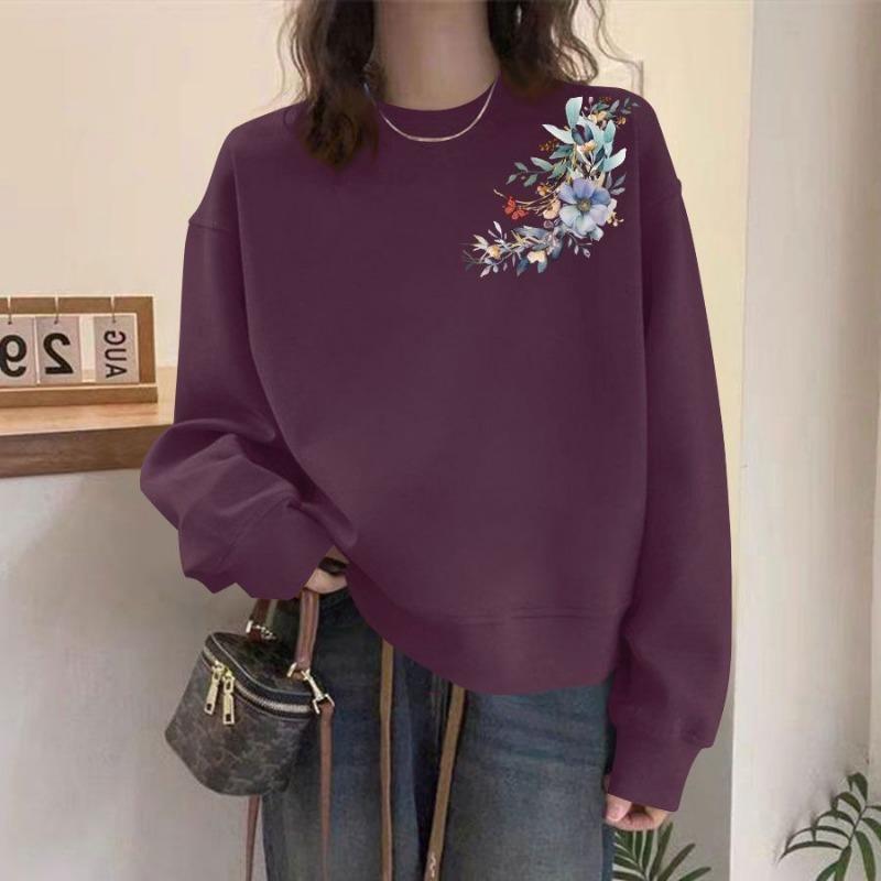 Пуловер из чистого хлопка, осень, новая толстовка, женский, с принтом, нишевый дизайн, свободный, женский топ с длинным рукавом