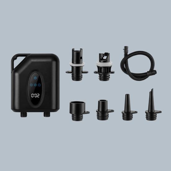 Portable Paddle Board Pump with 6 Nozzles Digital Display 20PSI Electric SUP Pump Auto-Off Deflation Air Compressor Inflatable Stand-Up Boards Boats